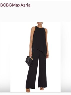 BCBGMaxAzria Black Sleeveless Wide-Leg Jumpsuit size Xx’s